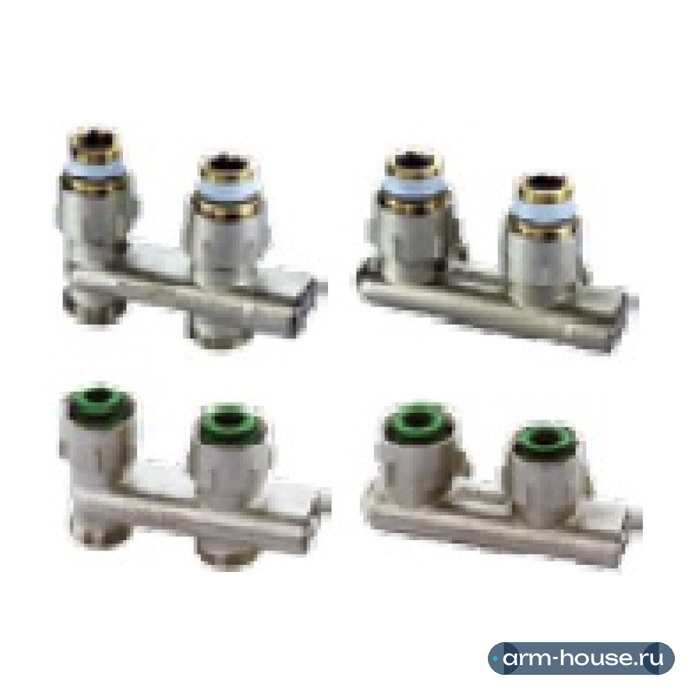 Узел перекрестный угловой Meibes E1/50, 1/2" НР х 3/4" HP, латунь, для подключения радиаторов с внутренней резьбой 1/2"