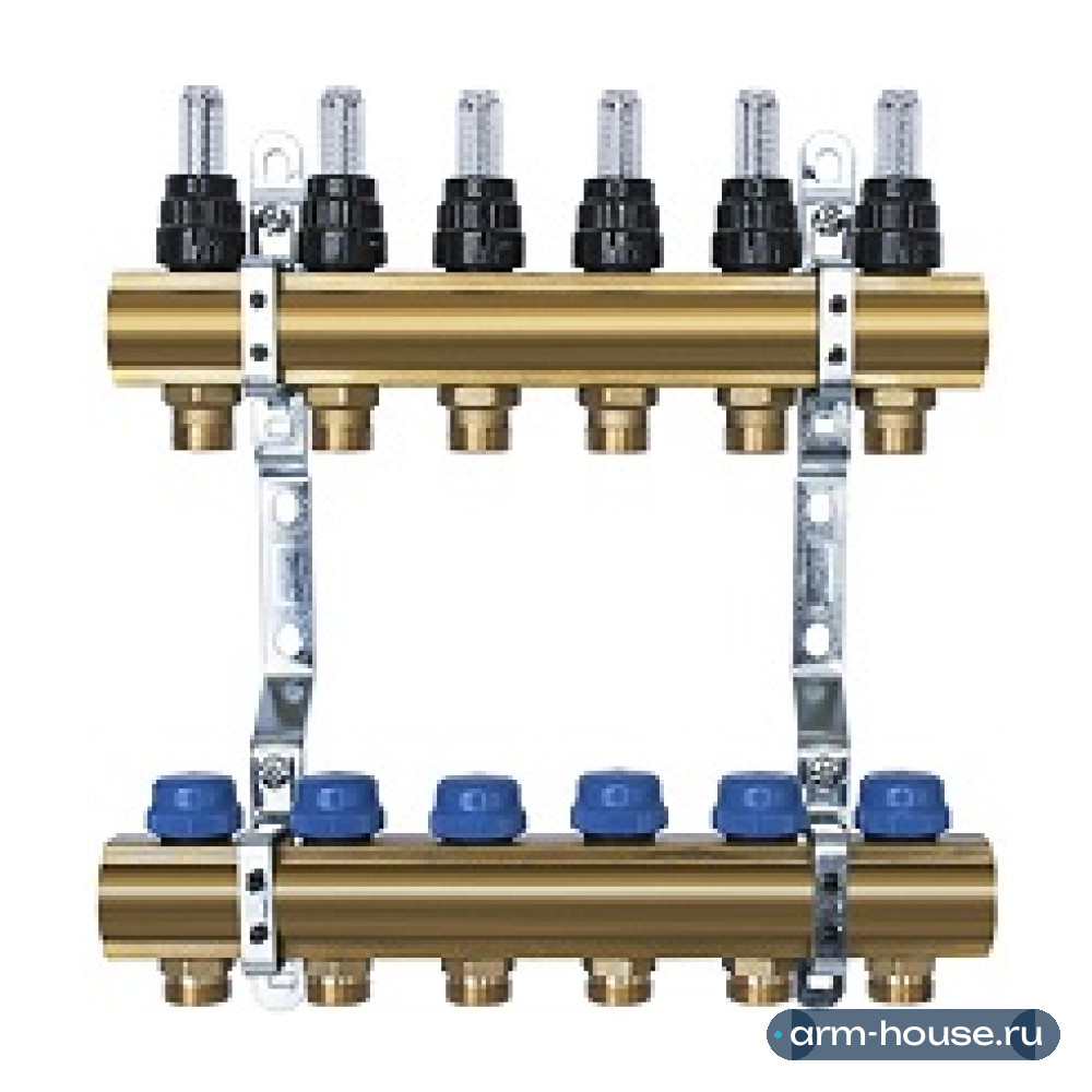 Коллектор с расходомерами STAHLMANN 1"х3/4", 9 контуров