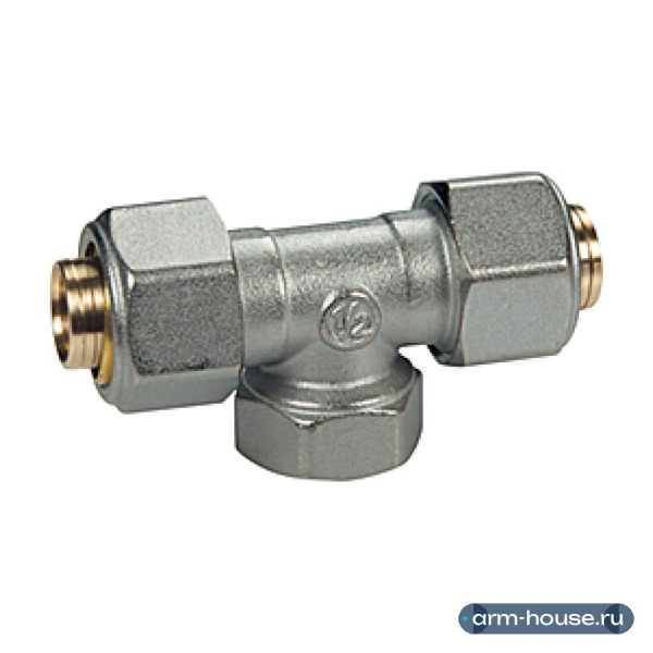 Тройник с внутренней резьбой Giacomini R569AM, 20x2 x 1/2" (В) x 20x2, латунь