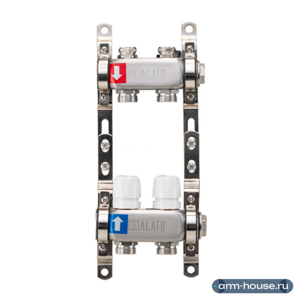 Коллектор Alato 1" x 3/4" x 2-вых для радиаторного отопления (нерж. сталь) 0302-0002