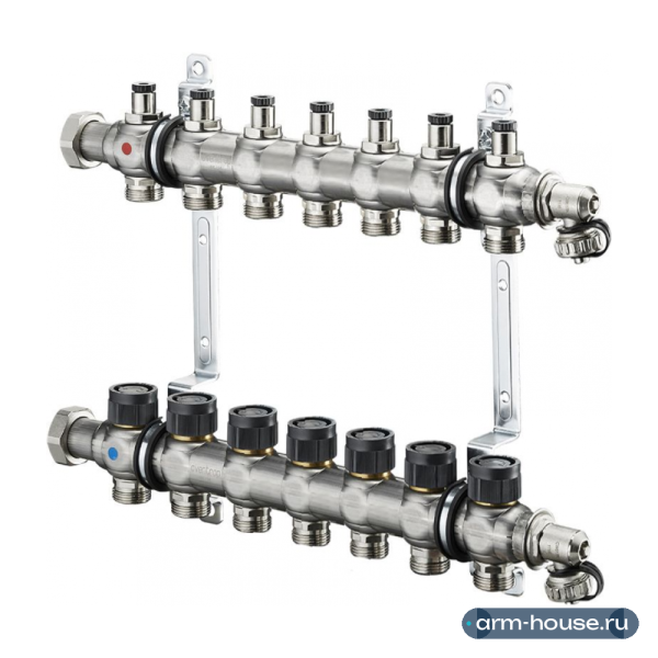 Коллектор Oventrop Multidis SF 1" 7хG 3/4 арт. 1406557(1405557) (семь контуров) с вентильными вставками