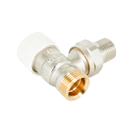 Вентиль термостатический угловой Oventrop Серия AV9, 3/4" x 1/2" Н ЕК-Н (DN 15), латунь никелированная, плавная преднастройка