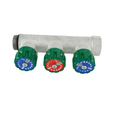 Коллектор модульный ELSEN 3/4"х3/4" EK, 3 контура, с вентилями 90°, латунь TIN