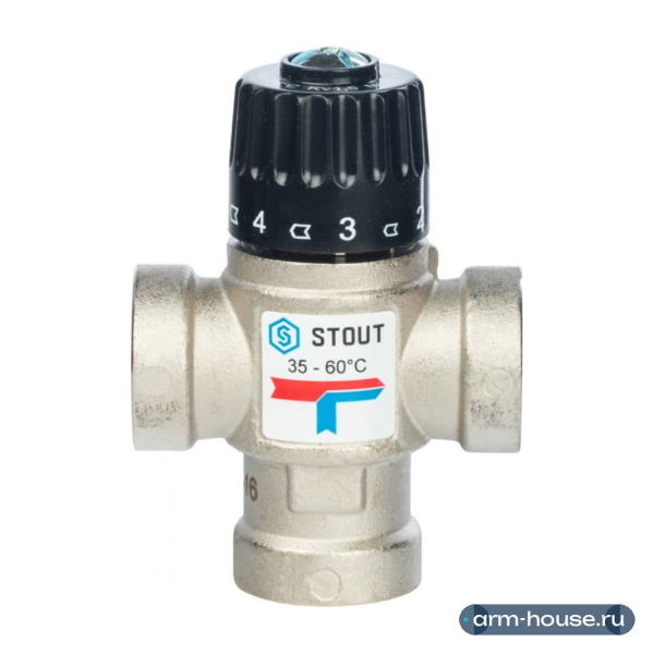 Термостатический смесительный клапан Stout 3/4" ВР 35-60 °С, KV 1,6 м3/ч (SVM-0110-166020)