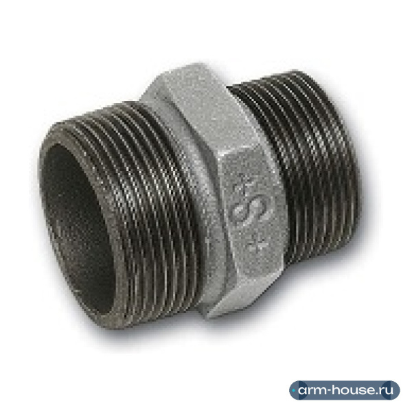Ниппель двойной редукционный SANHA, 2" x 1 1/2", чугун оцинкованный, 245#