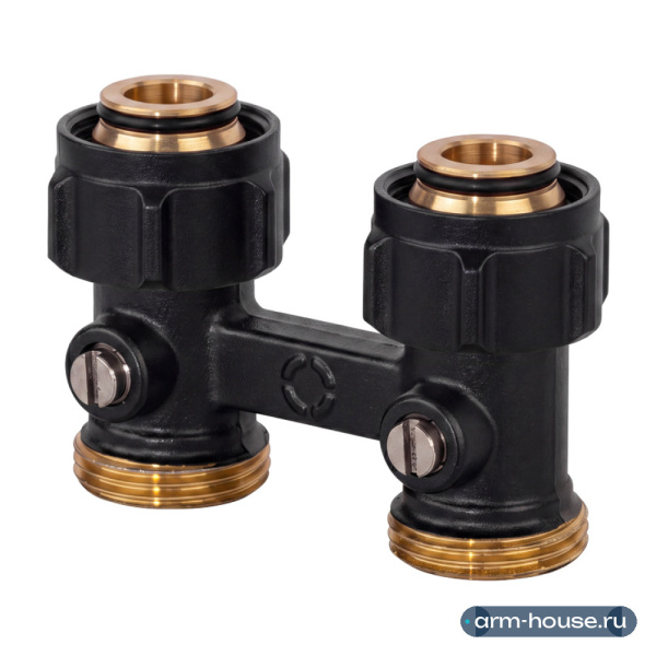 Вентиль, Oventrop, Multiflex R ZB 3/4" НГ x 3/4" НР, прямой, черный матовый