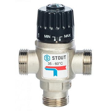 Термостатический смесительный клапан Stout 3/4" НР 35-60°С KV 1,6 м3/ч (SVM-0120-166020)