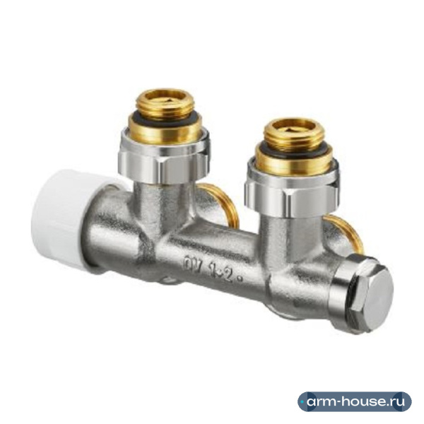 Узел присоединительный угловой Oventrop Multiblock T, 1/2" x 3/4", латунь, для однотрубных и двухтрубных систем
