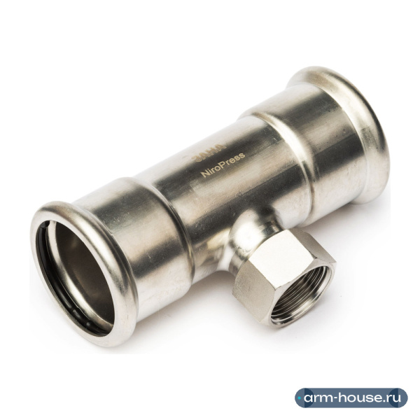 Тройник SANHA NiroPress, 35 x 1 1/4" x 35, AISI 316L, ВПр-ВР-ВПр