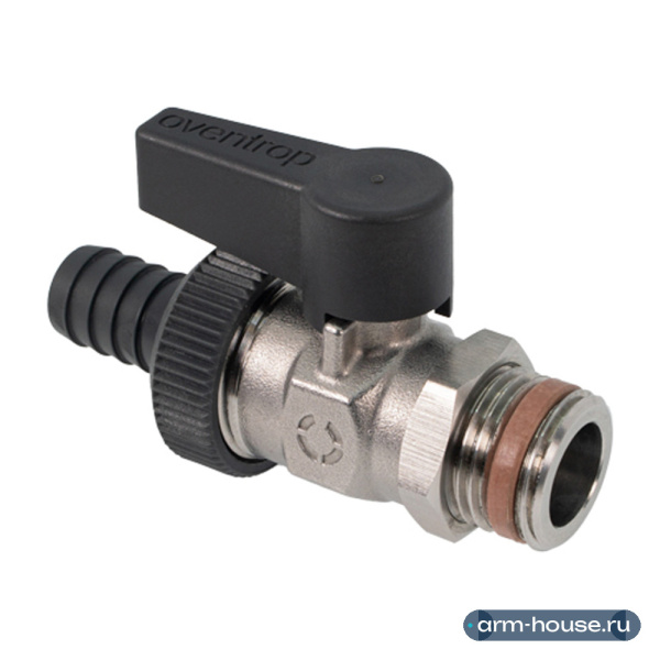 Шаровой кран, Oventrop, Optiflex R KFE, DN 15 PN 16, с колпачком и штуцером для шланга, нерж. сталь