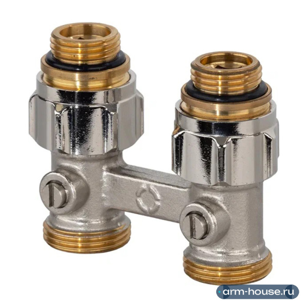 Вентиль прямой Oventrop Multiflex R (ZB), 1/2" НГ x 3/4" НР, латунь никелированная