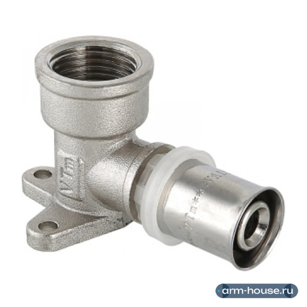 Пресс-фитинг Угольник VALTEC 16х1/2" с креплением (водорозетка) (арт. VTm.254.N.001604)