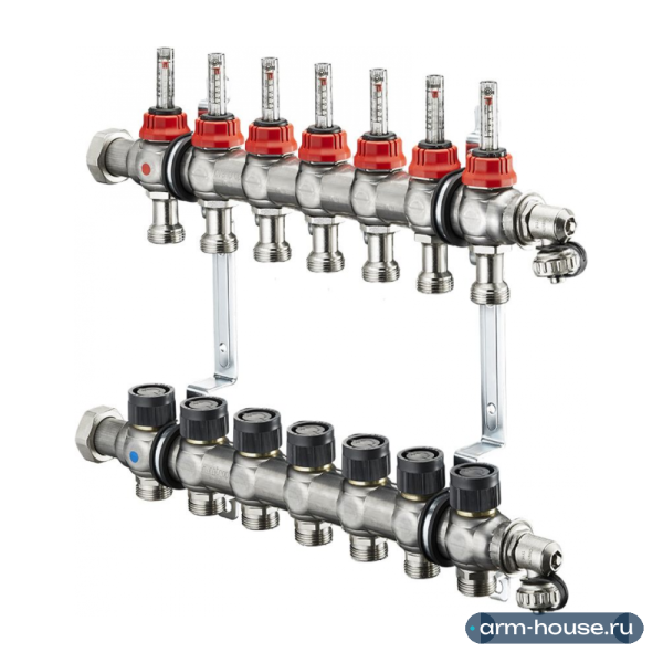 Коллектор Oventrop Multidis SF 1" арт. 1404357(1405357) (7 контуров) с расходомерами для теплого пола