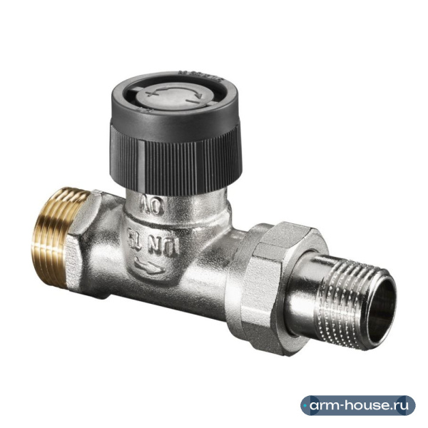 Вентиль термостатический проходной Oventrop Серия A, 3/4" x 1/2" Н ЕК-Н (DN 15), латунь никелированная