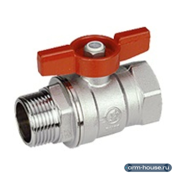 Кран шаровой, Giacomini, R254D, стандартный проход, 1 1/4", ВН, ручка-бабочка красная, латунь, хромированный, арт. R254X006