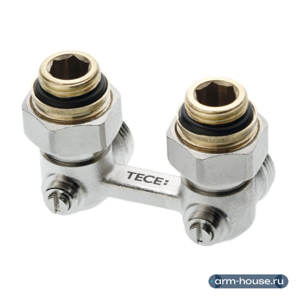 Узел запорно-присоединительный угловой TECE, 3/4" Ek x 1/2" AG, латунь, для нижнего подключения радиаторов