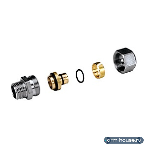 Фитинг прямой Giacomini R187M, 1/2" (Н) x 16x2, латунь, хромированный