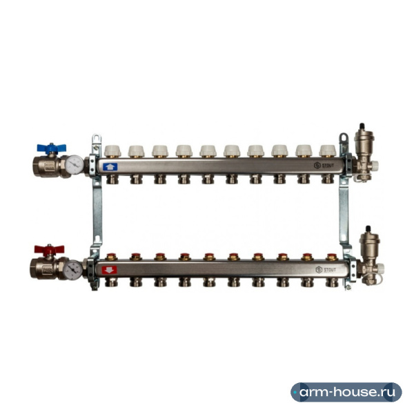 Коллектор Stout 1"x3/4" 10 контуров для радиаторного отопления