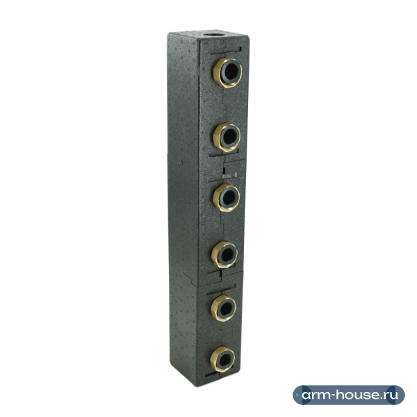 Гребёнка, ELSEN, DN25, подключение-1 1/2", 3 контура, размер отвода-1 1/2", мощность, кВт-82, расход-3,5 м3/ч, PN, бар-6, T°C -от +2 до +110, с теплоизоляцией