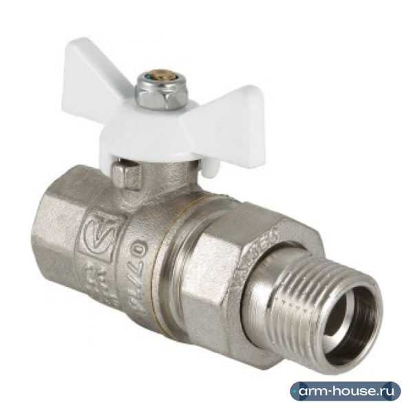 Кран шаровой Valtec Base 1/2" ВР/НР с полусгоном белая ручка-бабочка (арт. VT.227.NW.04)