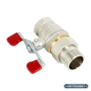 Кран шаровой, Oventrop, Optibal, полнопроходной, DN-32, 1 1/4", НВ, PN, бар-16, ручка-бабочка, латунь, никелированный, с ниппелем и НГ