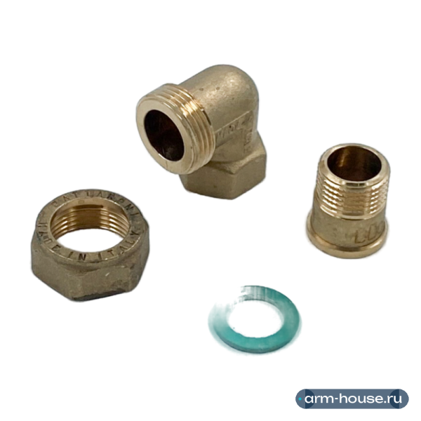 Сгон-американка угловой НВ ELSEN Metalit, 1/2", латунь, плоское уплотнение