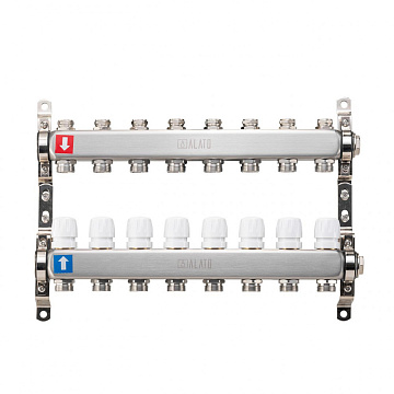 Коллектор Alato 1" x 3/4" x 8-вых для радиаторного отопления (нерж. сталь) 0302-0008