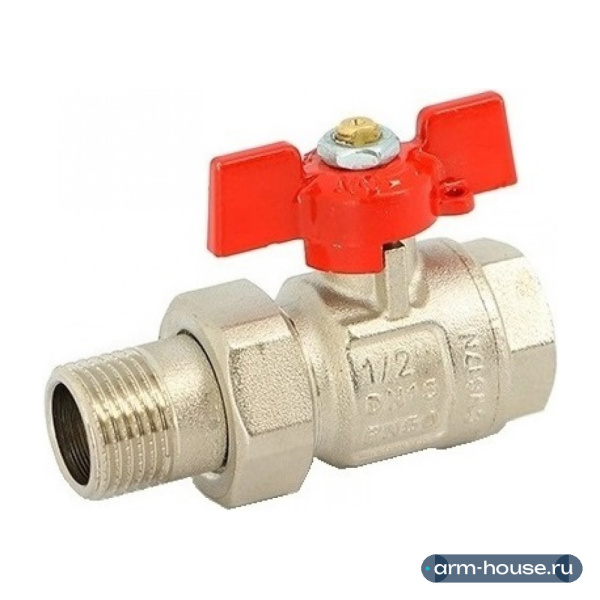 Кран шаровой Uni-Fitt Etalon 1/2" с разъёмным соединением, НР/ВР полнопроходной, бабочка 113T2000