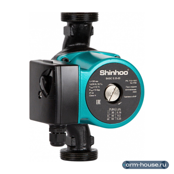 Насос циркуляционный SHINHOO BASIC S 32-4S 1х230 В, монтажная длина 180 мм