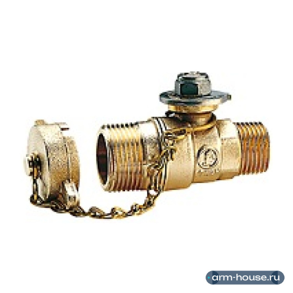 Кран Giacomini выпускной шаровой с внутренней и наружней резьбой 1/2"F x 3/4"M, нехромированный, с ручкой-бабочкой