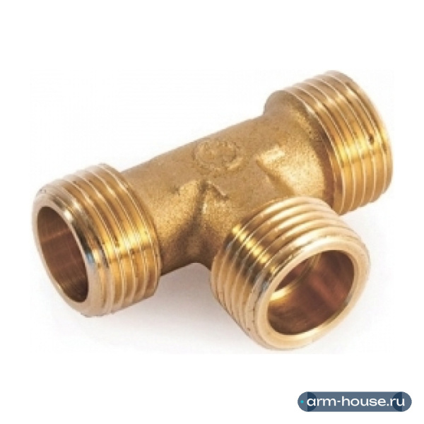 Тройник Stout 3/4" НР с наружной резьбой латунный фитинг SFT-0017-343434