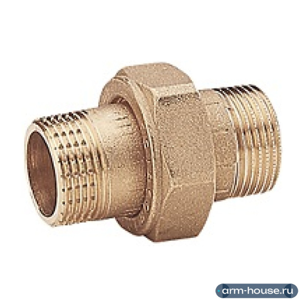 Фитинг НН прямой Giacomini, 3/4" x 3/4", латунь, разборный (из 3-х частей), нехромированный