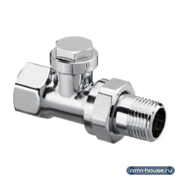 Вентиль на обратную подводку проходной Oventrop Combi C, DN 15 (1/2"), латунь хромированная, для термостатов