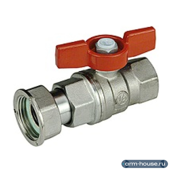 Кран Giacomini шаровой тип R752, 1/2"x 3/4", с накидной гайкой, хромированный, с рукояткой бабочка