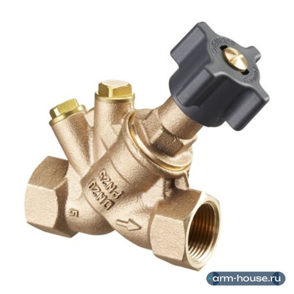 Вентиль запорный, Oventrop, Hydrocontrol ATR, без преднастройки, DN-40, 1 1/2", ВВ, PN, бар-25, T°C -от -20 до +150, бронза, с присоединительными отверстиями для измерительной техники "classic" (закрыты заглушками)
