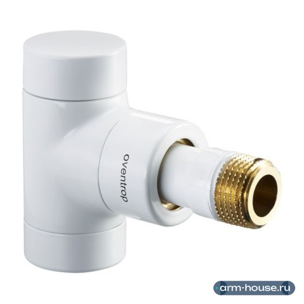 Вентиль на обратную подводку угловой Oventrop Combi E, DN 15 (1/2" x 1/2" ВН), латунь, цвет белый, запорный