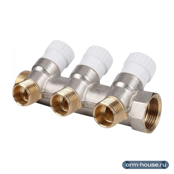 Коллектор распределительный Stout 3/4"x1/2" - 3 отвода «плоское уплотнение»