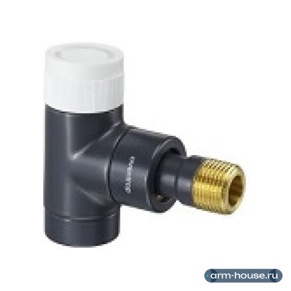 Вентиль термостатический угловой Oventrop Серия E, 1/2" (DN 15) M30x1,5, латунь, цвет антрацит