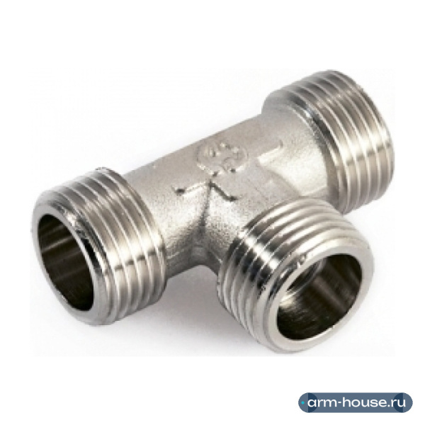 Тройник Stout 3/4" НР с наружной резьбой никелированный латунный SFT-0018-343434