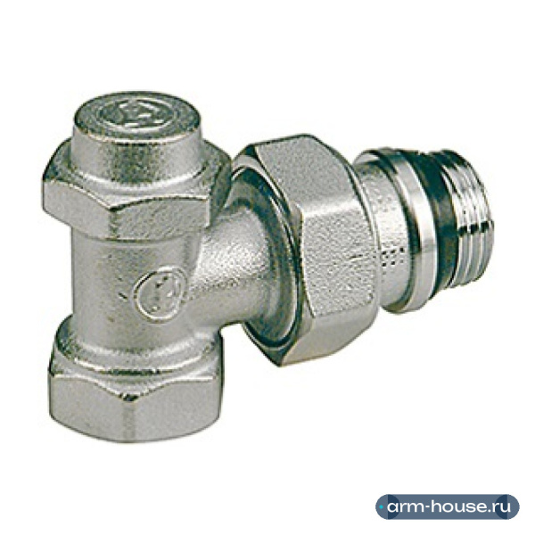 Клапан отсекающий угловой Giacomini R714TG, 3/4" x 3/4" ВН, латунь хромированная, отвод с герметичной прокладкой, возможность слива
