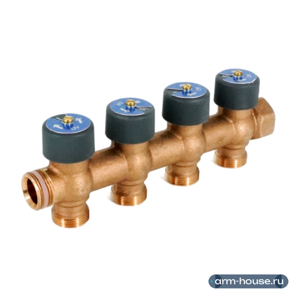 Гребёнка распределительная Oventrop Multidis R 3/4"х3/4", 4 отвода, бронза