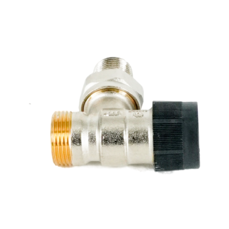 Вентиль термостатический угловой Oventrop Серия A, 3/4" x 1/2" Н ЕК-Н (DN 15), латунь никелированная