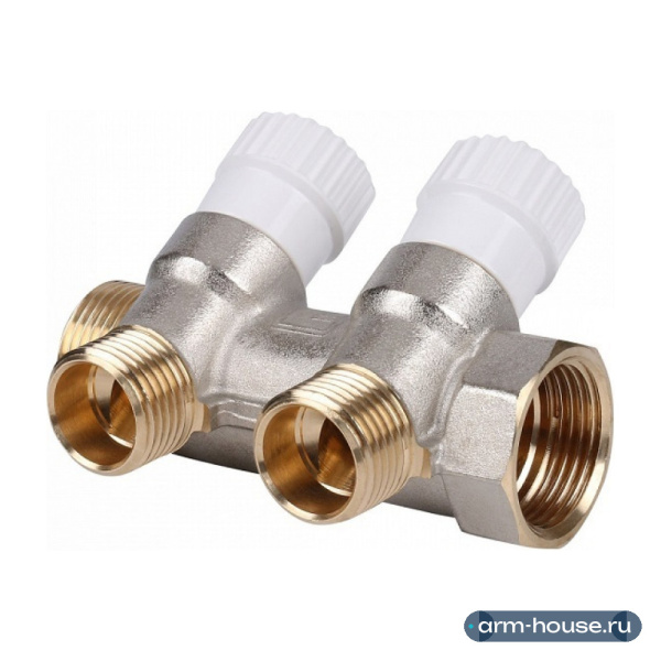 Коллектор распределительный Stout 3/4"x1/2" - 2 отвода «плоское уплотнение»