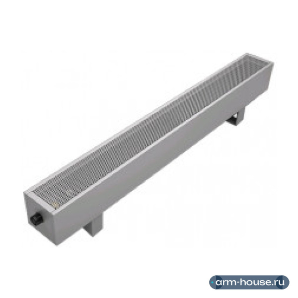 Конвектор напольный Varmann MiniKon Standart 135х130х1300 мм, нижнее подключение, с перфорированной крышкой, со встроенным вентилем, с ножками