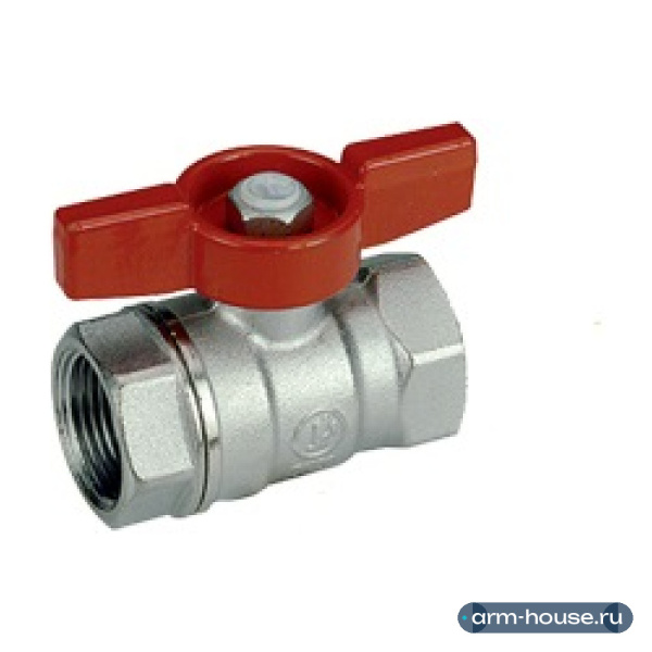 Кран шаровой, Giacomini, R251D, стандартный проход, 1/2", ВВ, ручка-бабочка красная, латунь, хромированный, арт. R251X003