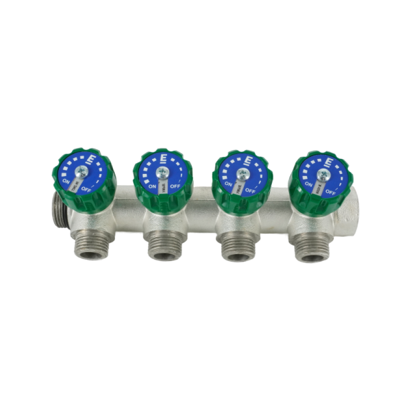 Коллектор модульный ELSEN 3/4"х1/2" HP, 4 контура, с вентилями 90°, латунь TIN