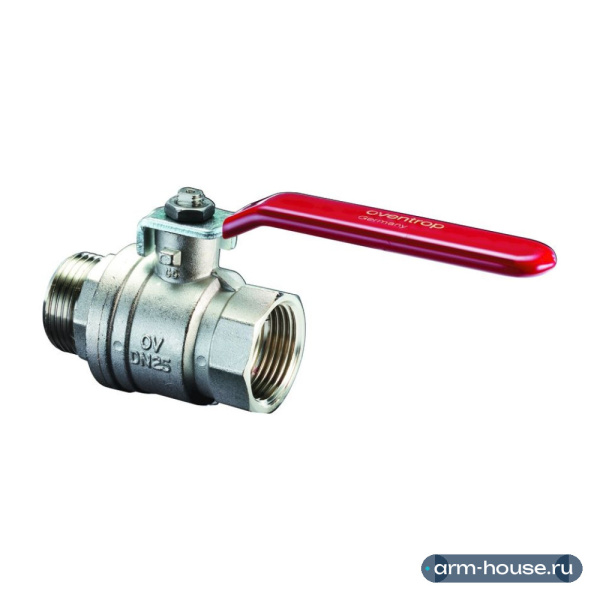 Кран шаровой, Oventrop, Optibal, полнопроходной, DN-20, 3/4", НВ, PN, бар-16, ручка-рычаг из оцинкованной стали, латунь, никелированный