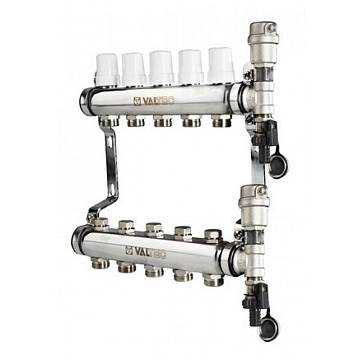 Коллекторный блок Valtec 1"х3/4" 4 выхода (нерж. сталь) VTc.588.EMNX.0604