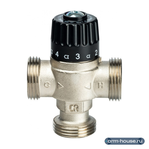 Термостатический смесительный клапан Stout 1" НР 30-65 °С, KV 2,3 м3/ч центральное смешивание