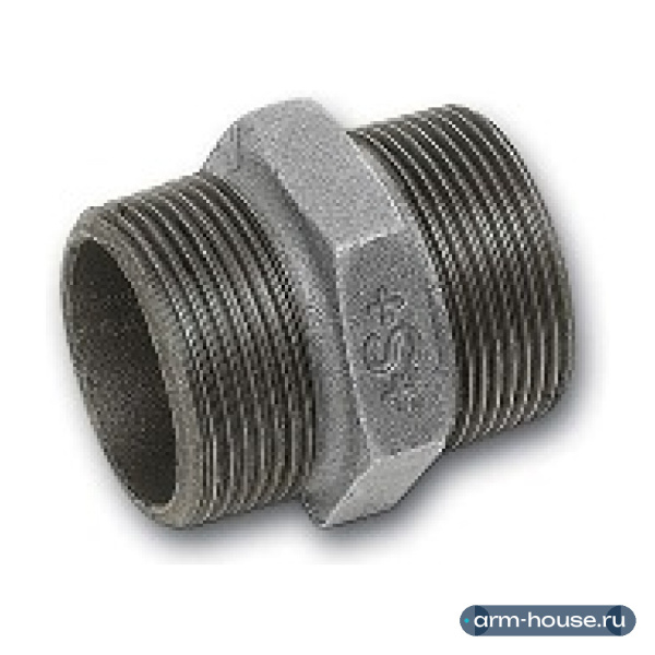 Ниппель двойной SANHA, 1 1/2", чугун оцинкованный, 280#